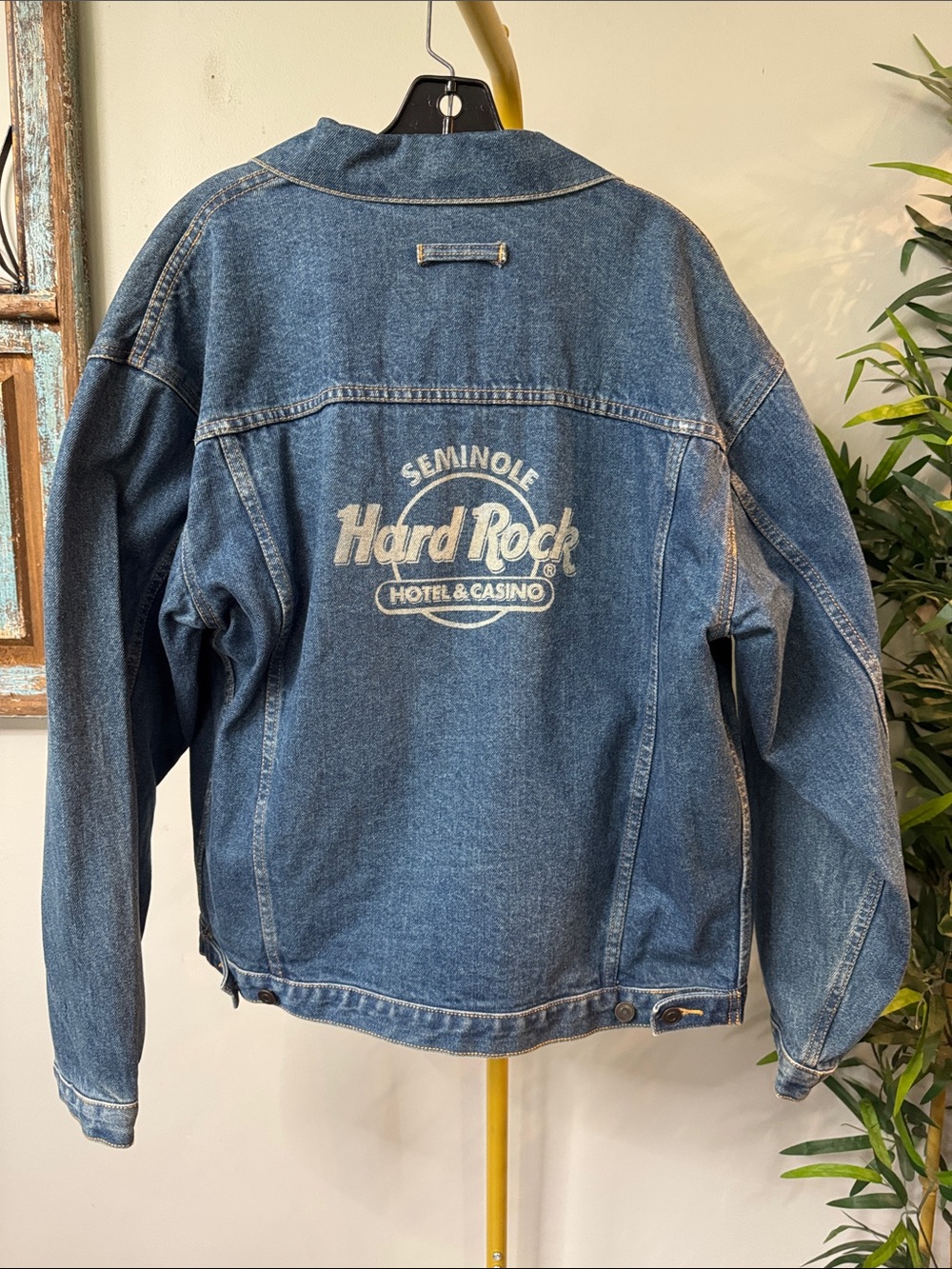 Hard Rock Cafe Denim Jacket in Blue with White Logo NWT L
